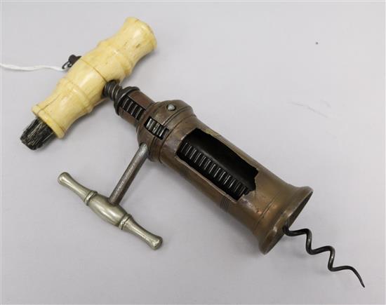 An ivory handled corkscrew